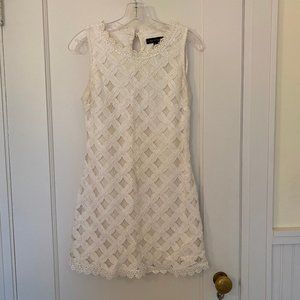Modcloth Ivory Floral Lace Shift Dress